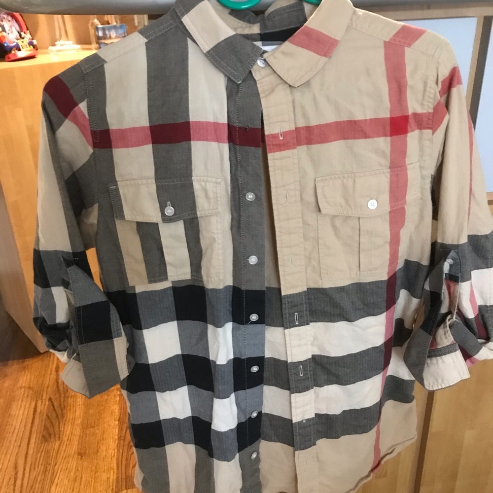 Burberry kids long sleeve button up shirt